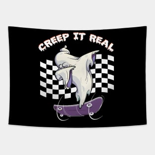 CREEP IT REAL Halloween Dabbing Ghost Tapestry