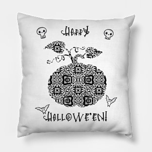 Happy Black and White Halloween Pillow