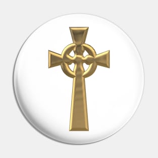 Golden 3-D look Celtic Cross Pin