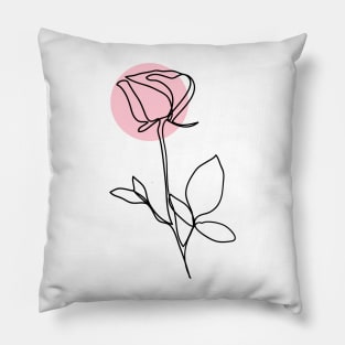 Continuous line drawing rose Pillow