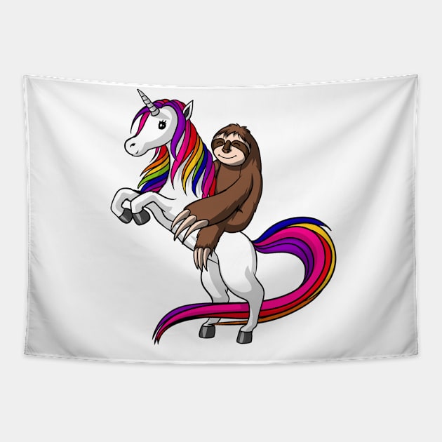 Sloth Riding Unicorn Tapestry by underheaven