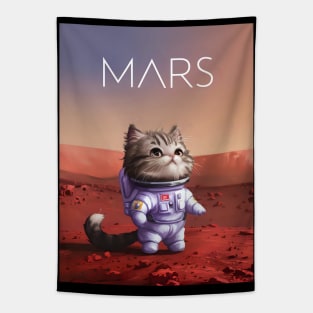 Cute cat astronaut on mars Tapestry