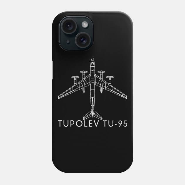 Tupolev Tu-95 Strategic Bomber Plane Russian Warplane Blueprint Gift Phone Case by Battlefields