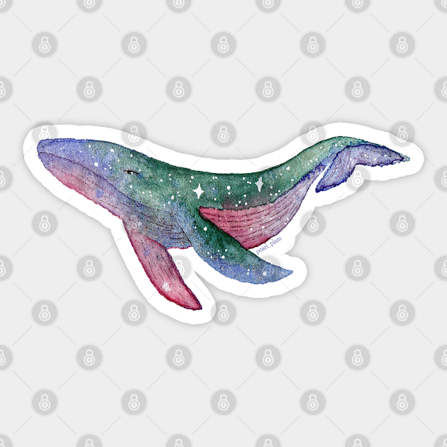 Mint and raspberry galaxy whale - Whale - Sticker