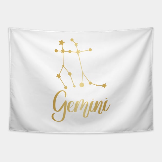 Gemini Zodiac Constellation in Gold Tapestry by Kelly Gigi