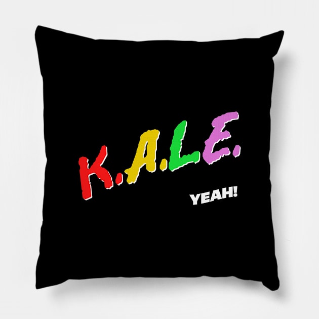 Kale Yeah! Retro 80s Style Original Veganism Design Pillow by DankFutura