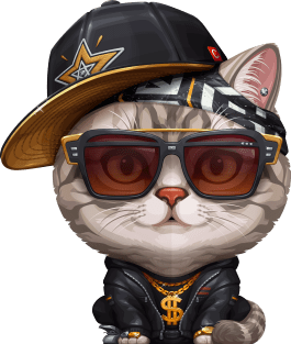 Silver Tabby Cat Hip-Hop Super Star Magnet