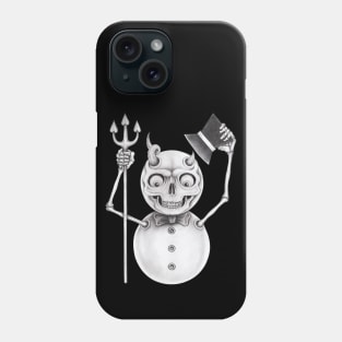 Snowman demon smiley drawing christmas skeleton. Phone Case