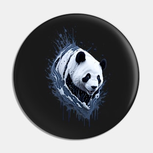 Splash Art of a Playful Panda Bear Pin