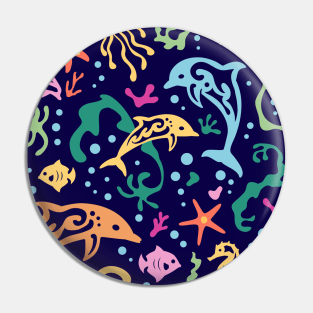 Dolphin Pattern - Tropical Underwater Pattern Pin