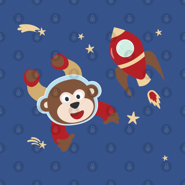 Space monkey or astronaut in a space suit with cartoon style by KIDS APPAREL