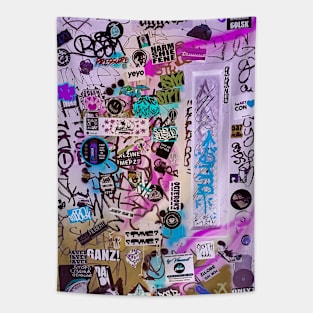 Sticker Tags Graffiti NYC Street Art Tapestry