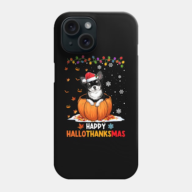 Chihuahua On Pumpkin Happy Hallothanksmas Phone Case by Magazine