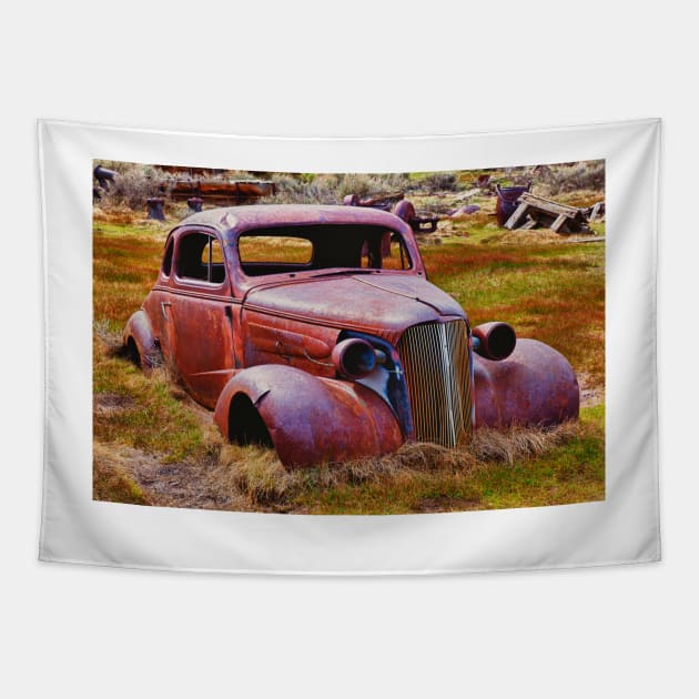 Old rusty car Bodie Ghost Town Tapestry by photogarry