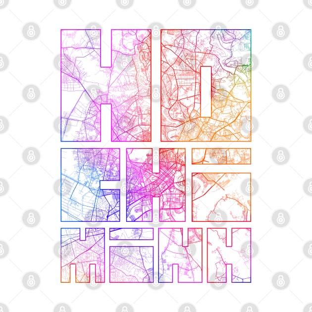 Ho Chi Minh, Vietnam City Map Typography - Colorful by deMAP Studio