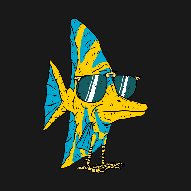 chicken fish friend. a fish with sunglasses. confused evolution. by JJadx