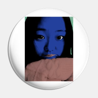 BEAUTIFUL FUNNY ASIAN GIRL POP ART COLOR Pin