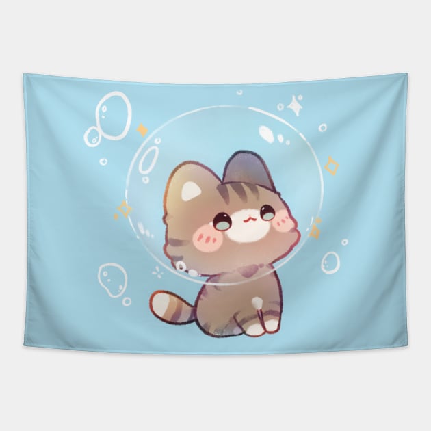 Kitty Bubble Tapestry by Cremechii