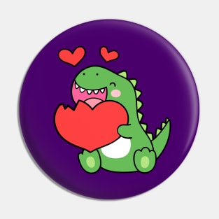 Valentine's Day Dinosaur Heart Pin