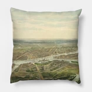 Antique Map of St. Petersburg, Russia, 1878 Pillow