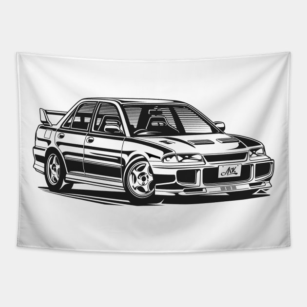 EUROBEAT INTENSIFIES - LANCER EVO CE9A full-body version Tapestry by ARVwerks