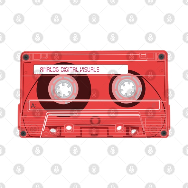 Cassette Tape (Carmine Pink Colorway) Analog / Music T-Shirt by Analog Digital Visuals