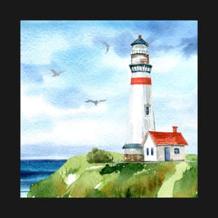 Watercolor Lighthouse by the Sea T-Shirt