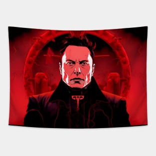 Elon Musk: Evil on a Dark Background Tapestry