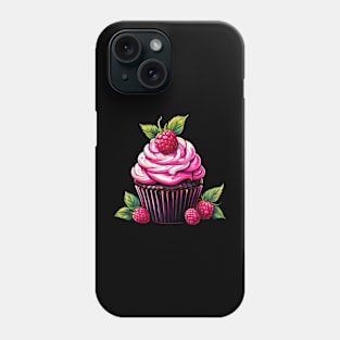 A Raspberry Cupcake Illustration Design Phone Case