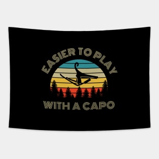 Easier to Play with a Capo Retro Vintage Sunset Tapestry