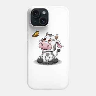 Baby Cow with a butterfly Phone Case