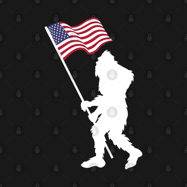 BIgfoot American Flag Funny Sasquatch USA by Tesszero