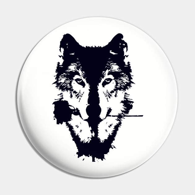 Wolf Face Pin by kamalivan