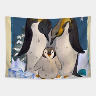 Penguin Family Makes Me Happy Tapestry