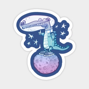 funny crocodile in space cartoon Magnet