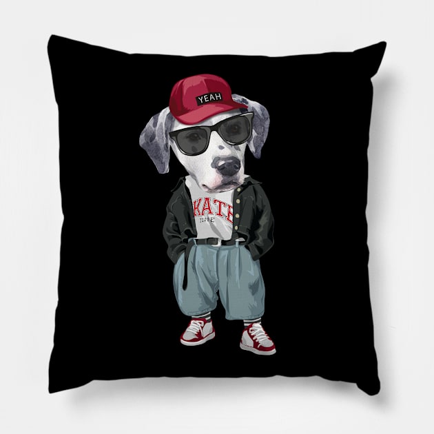 Dalmatian - Hip Hop Style Pillow by obodo