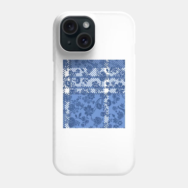 Classic Blue Damask Floral Pattern On textured Ground Phone Case by justrachna