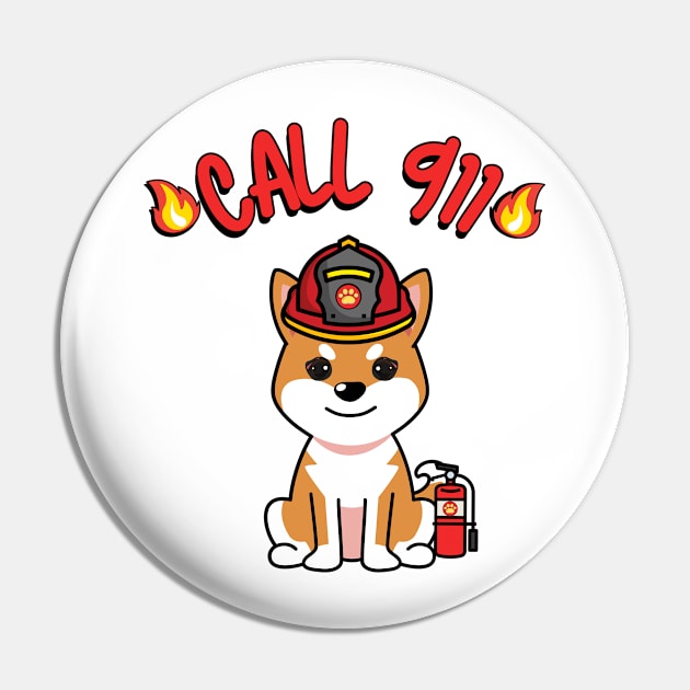 Cute orange dog is a firefighter Pin by Pet Station