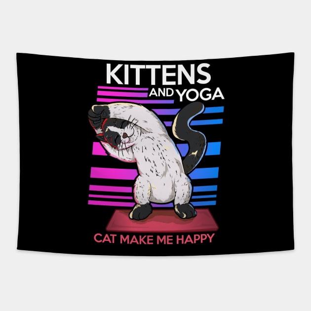 kitty yoga animal yoga cute and funny namaste Tapestry by the house of parodies