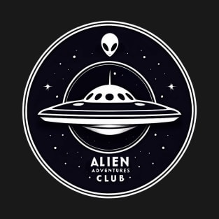 Alien Adventures Club - Sci-Fi Flying Saucer Design T-Shirt