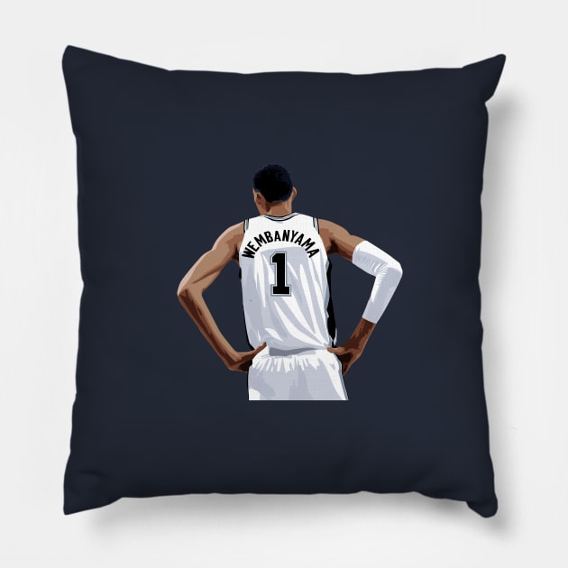 Victor Wembanyama Vector Back White Above Waist Qiangy Pillow by qiangdade