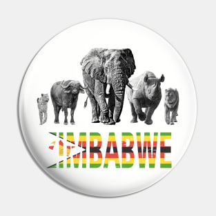 Zimbabwe Wildlife Big Five for Zimbabwe Safari Fans Pin