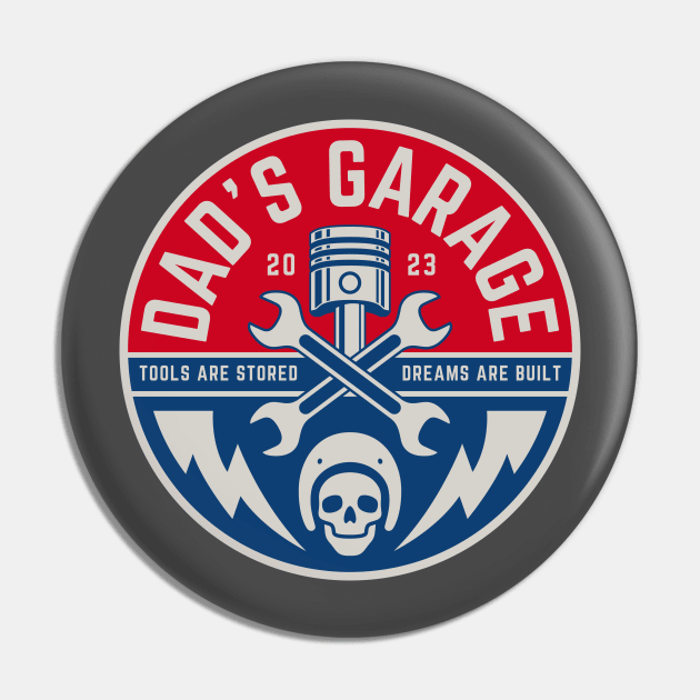 Dads Garage Car Lover Dad Tshirt Pin by Blue Raccoon Creative