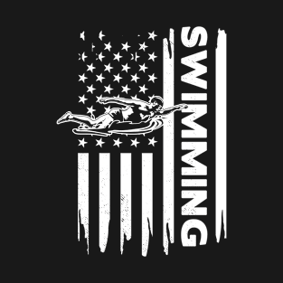 Swimming US flag graphic concept T-Shirt