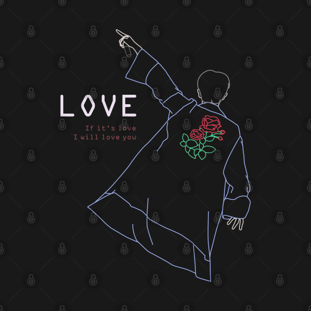 BTS RM LOVE LINE ART - Bts - T-Shirt | TeePublic