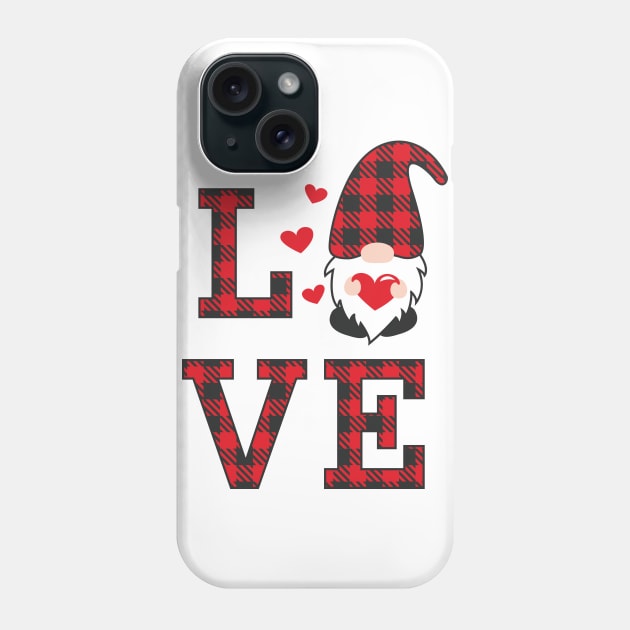 Love valentine, Valentine's Day ,Gnomes , Valentine, Valentine Gnomes,Valentine Shirt Design, Plaid heart,Plaid Gmome Phone Case by maliGnom