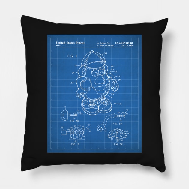 Retro Toys Patent - Kids Toy Childrens Bedroom Art - Blueprint Pillow by patentpress