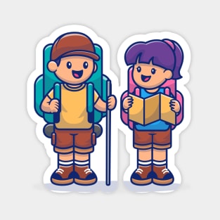 Cute Couple Travelling Together Magnet