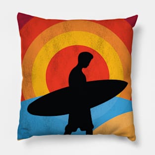 Vintage Sunset Surfing Gift For Surfers Pillow