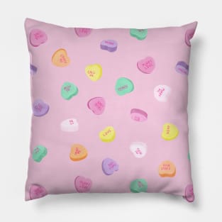 Valentines Day - Conversation Heart Candies - Pink BG Pillow